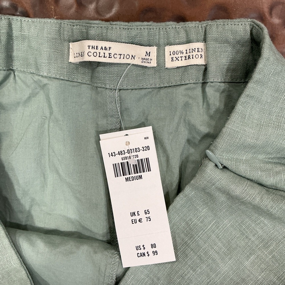 Abercrombie & Fitch Linen Skort, Medium, Green, Scalloped Hem, NWT - Picture 3 of 9